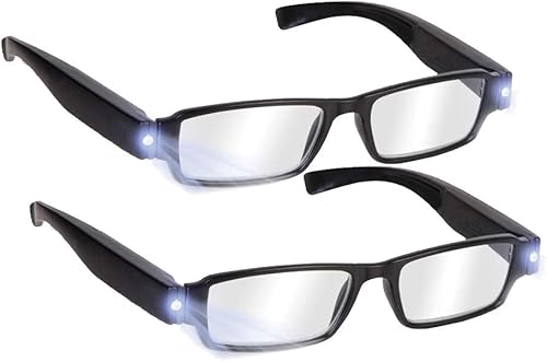 Lectores LED brillantes con luces, lupa iluminada, lector nocturno, lentes compactos de marco completo, visión clara, unisex, visión clara, lentes