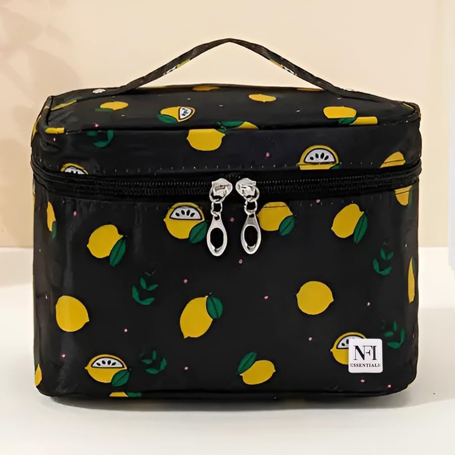 Image of NFI essentials Printed Cosmetic Organizer Bag, Makeup Bag for Women Toiletry Bag Makeup Organizer Make up Kit Travel Pouch Vanity Bag Pouch for Girls