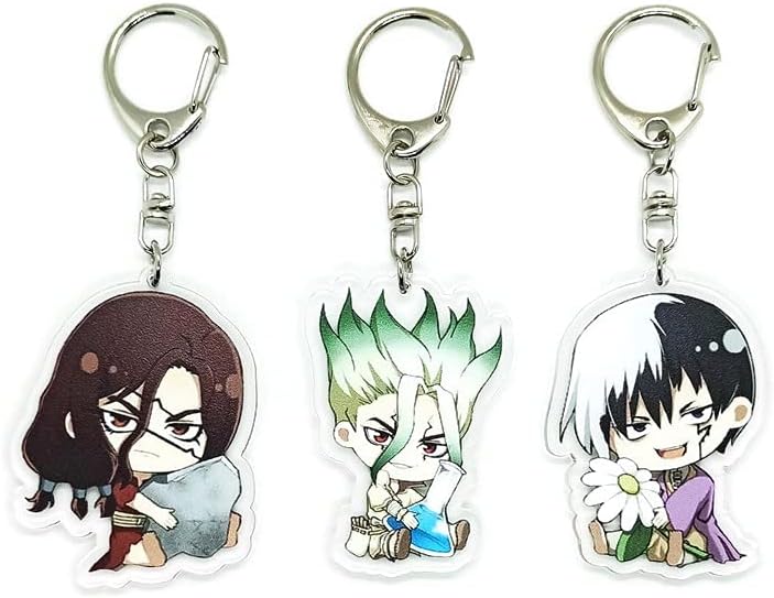 Inc. - Set of 3 Stone Acrylic Keychain Senkuu Ishigami, Gen Asagiri, Tsukasa Shishiou