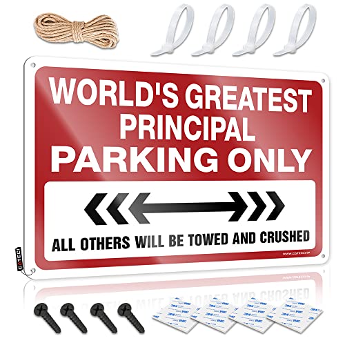 Dsoluuing Tin Sign Funny World's Greatest Principal Parking Only Tin Sign Bar Mirror for Man Cave Backyard Bar Sign (�T�C�Y:30X40CM