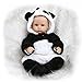 FMONH Bambola del Bambino rinata in Silicone Fatta a Mano 17 Pollici 42 cm Bambole realistiche per Bambini Senza Capelli in Tuta da Panda Regalo Creativo per Bambini