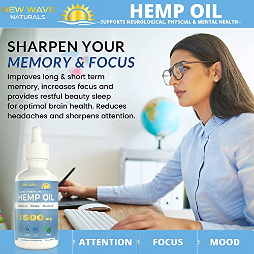 1500mg Hemp Oil - New Wave Naturals - Peppermint Flavored - Relax - Restore - Relieve - 1 FL OZ - Premium Hemp Seed Oil - Image 5