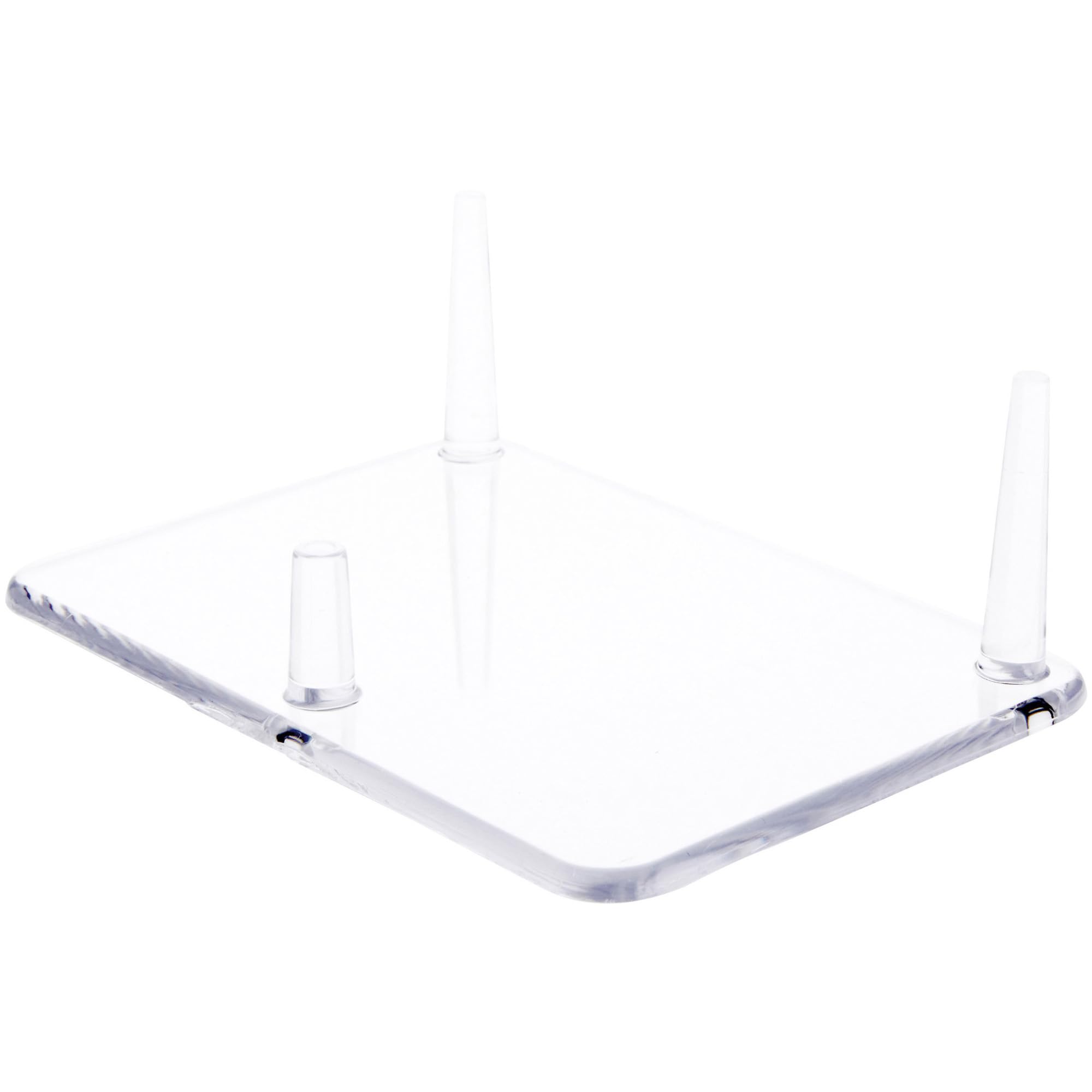 Plymor Clear Acrylic Rectangular Base with 3 Display Prongs for Geode, Mineral or Crystal Cluster, 2.125