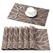 HEBE Placemats for Dining Table Set of 6 Heat Insulation Stain Resistant Kitchen Table Mats Non Slip Woven Vinyl Placemat Wipe Clean(6, Brown)
