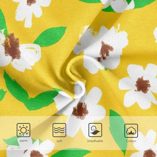 Cotton Toddler Girls Underwear White Flower Floral Bright Yellow Girl Panties Cute Pattern Briefs Kids Undies 2t3