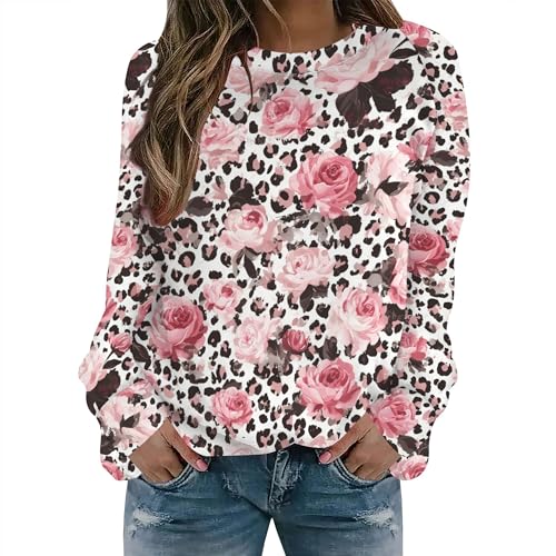 Costaric Women's Long Sleeve Sweatshirts Western Aztec Sweatshirts Loose Retro Crewneck Floral Graphic Casual Pullover Top