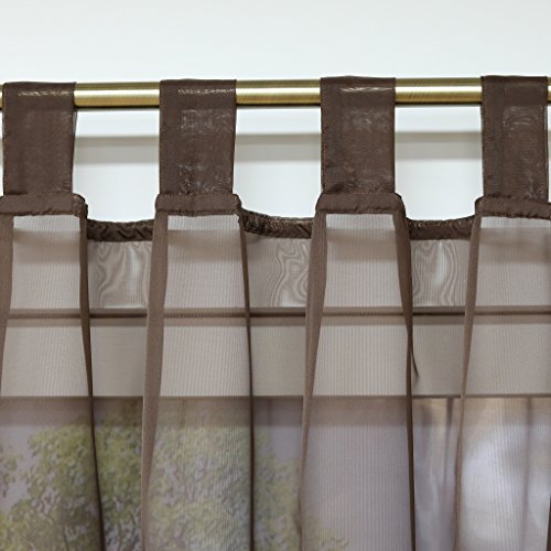 ESLIR Curtains with Tabs Window Curtain Transparent Tab-Top Voile Brown W x H 140 x 225 cm 1 Piece, W 55.1" x L 88.6" (1 Panels) - Image 3