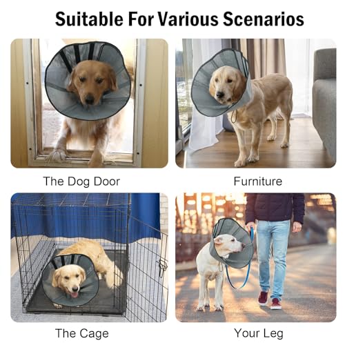 Hundehalsband mit Kegel für große,mittelgroße Hunde,Weiche Hundehalsband Alternative nach der Operation,Einstellbares Genesungshalsband für Haustiere,Leichtes,abgerundetes Halsband gegen Lecken