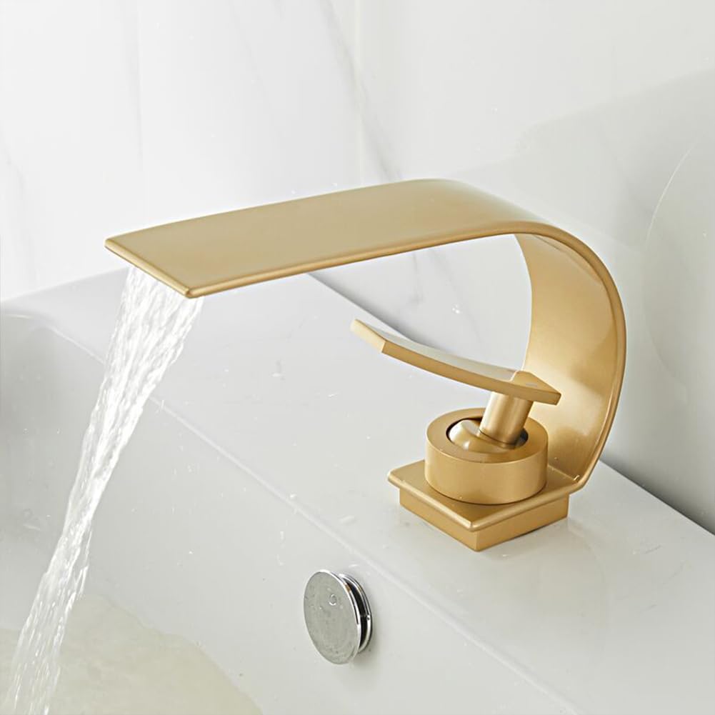 Robinet cascade en laiton massif moderne pour vasque de salle de bain contemporaine