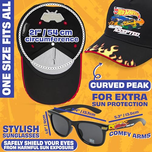 Image of Paw Patrol | Hot Wheels | Sesame Street Kids Baseball Cap & Sunglasses Set with UV Protection, Gifts for Boys 2-6