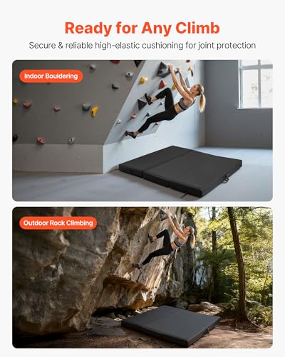 VEVOR Boulder Crashpad (171 x 122 x 13 cm/Ausgeklappt), Faltbare Fallschutzmatte mit Verstellbaren Rucksackgurten & Tragegriff, Bouldermatte aus 900D Oxford-Gewebe, für Klettern Outdoor Indoor