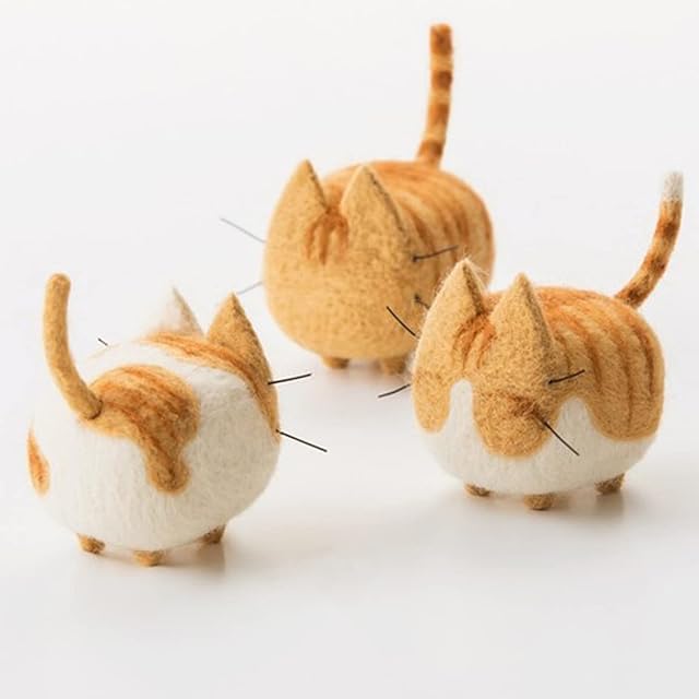 Truslin - DIY Needle Felting Kit with Gift Box Faceless Cat - Orange Cat 3 in 1 kit (Orange cat, Garfield, Spotted cat)