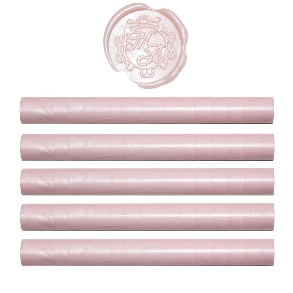 The Write Stuff Art & Craft BLUSH PINK Gun Sealing Wax Sticks for Wax Seal Stamp, Great for Cards, Envelopes, Wedding Invitations, Corporates(Pack of 5 Sticks))