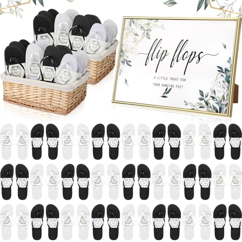 Image of Zoooyawn 24 Pairs Wedding Party Favors Flip Flops Bulk Wedding Sign for Guest