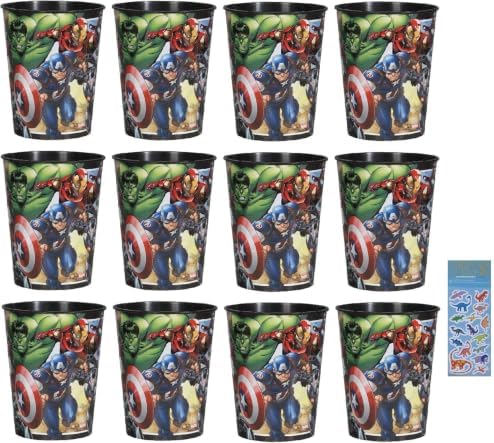 Unique Avengers Superhero Birthday Party Supplies Favor Bundle Set includes 16oz Plastic Reusable Favor Cups - 12 Count image 3