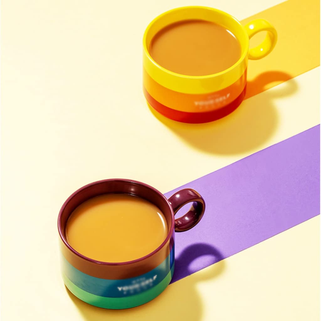 Ceramiczny kubek do kawy tęczowy kubek ceramiczny spersonalizowany kubek para zestaw filiżanek nadaje się do mieszkania rodzinnego 300mL zestaw kubków do kawy