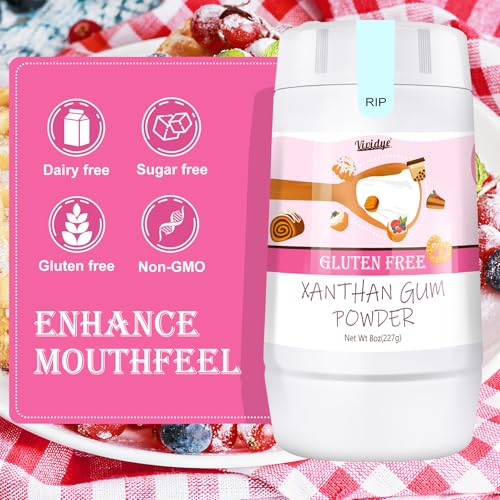 Xanthan Gum Pulver 227g - Lebensmittelqualität Xanthan für Herstellen von Speiseeis, Kuchen, Saucen, Suppen, Joghurt und Mehr, Glutenfreier Bindemittel, Vegetarier