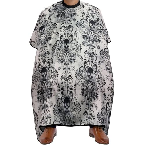 Peignoir de coiffeur tête de mort cape de barbier gothique 144x170cm