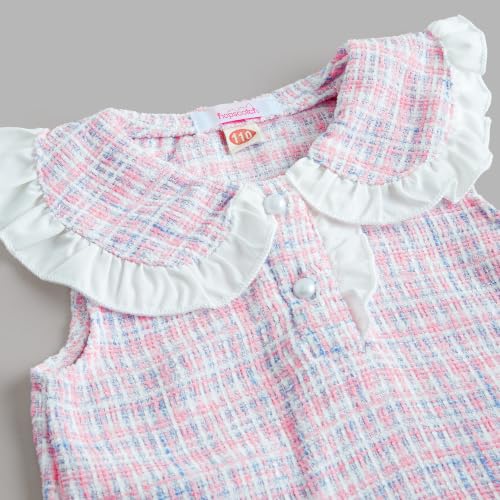 Image of Hopscotch Girl Polyester Check Full-Sleeve Casual Dress in White Color