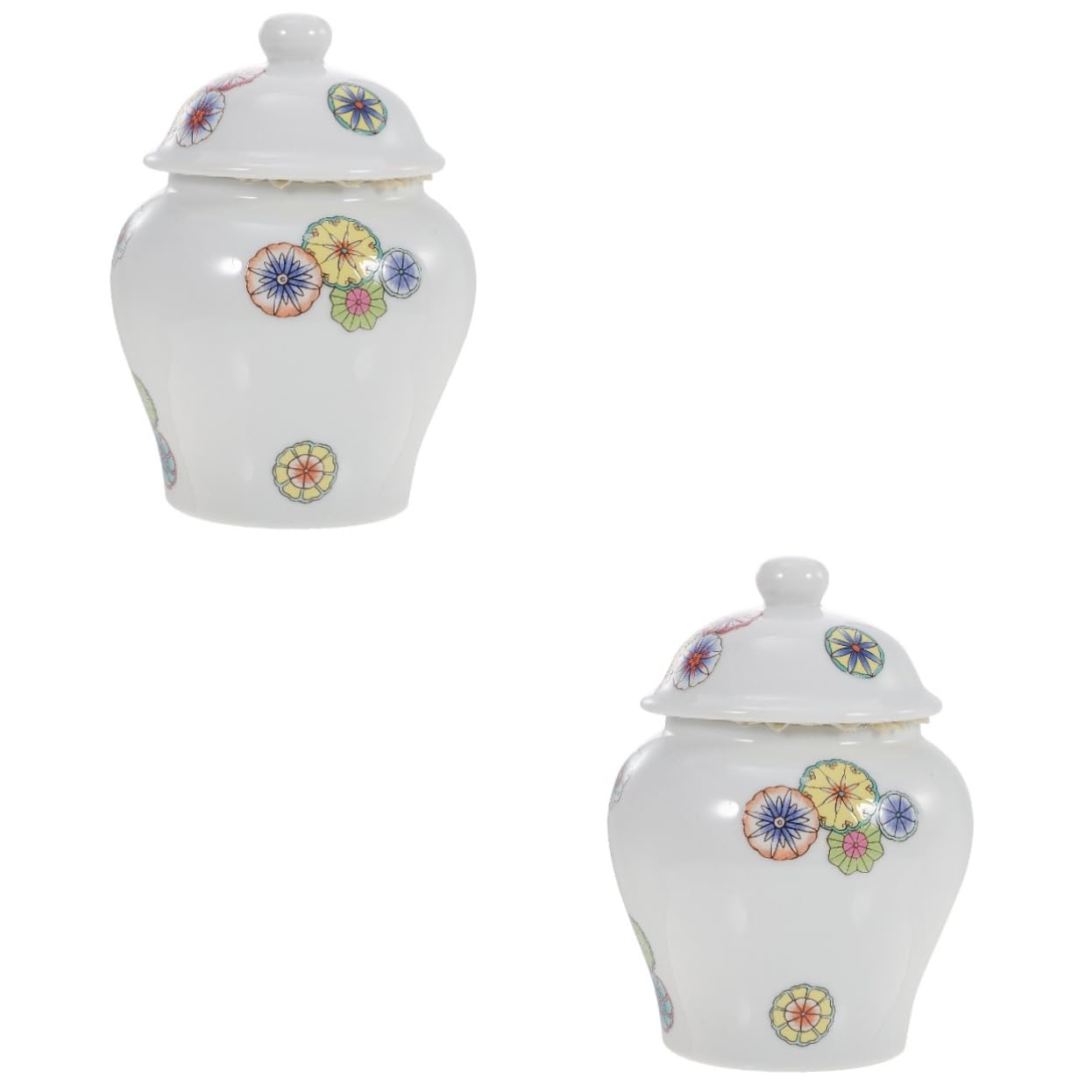 XYIANG 2pcs Ceramic Tea Sugar Cube Container Loose Leaf Tea Storage Coffee Glass Storage Jars Containers with Lids Container with Lid Flour Ceramics Household Cans White