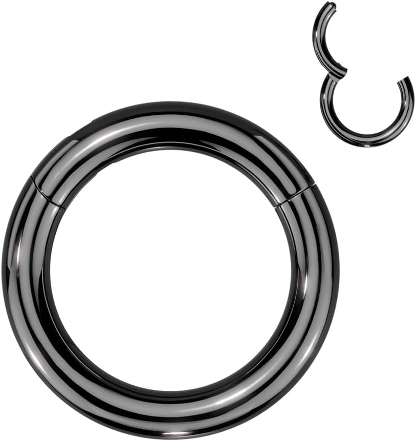 Pierced Owl 12GA-00GA Large Gauge F136 Implant Grade Titanium 12mm Diameter Hinged Segment Clicker Ring - Image 2