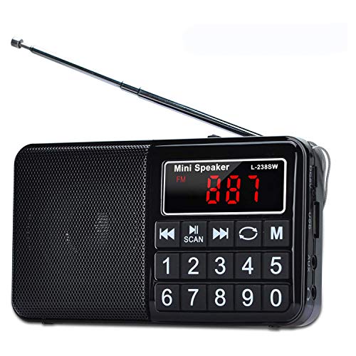 Digital AM FM Mini Radio Digital Tuning Receiver Tragbares Taschenradio Pocket Radio Mit Klarer Zeitanzeige Schlafen Timer,Schwarz