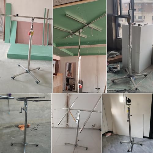 Sollevatore per cartongesso, braccio telescopico regolabile con ruote bloccabili, supporta fino a 50 kg per una facile installazione a soffitto e parete