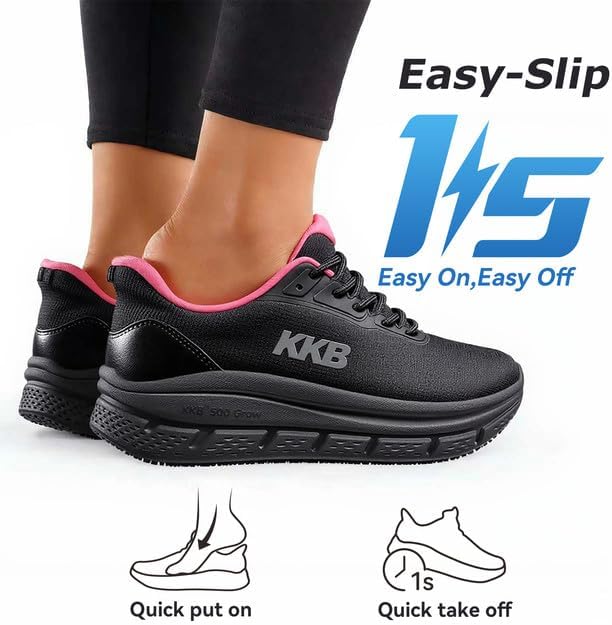 Non Slip Work Shoes Women Slip-On Walking Shoes for Women Waterproof Sneakers for Restaurant Kitchen Nursing with Arch Fit Support Orthopedic - Image 6