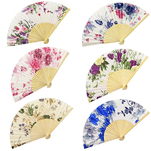 ZIOYA 6 Pezzi Ventaglio Bambu a Mano, Pieghevole