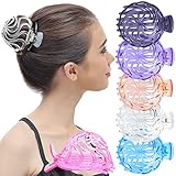 RC ROCHE ORNAMENT 6 Pcs Womens Shell Dome Round Circle Stylish Plastic Strong Grip Hinge Side Slide Bun Maker Clips Girls Beauty Accessory Hair Clip, Large Transparent Multicolor