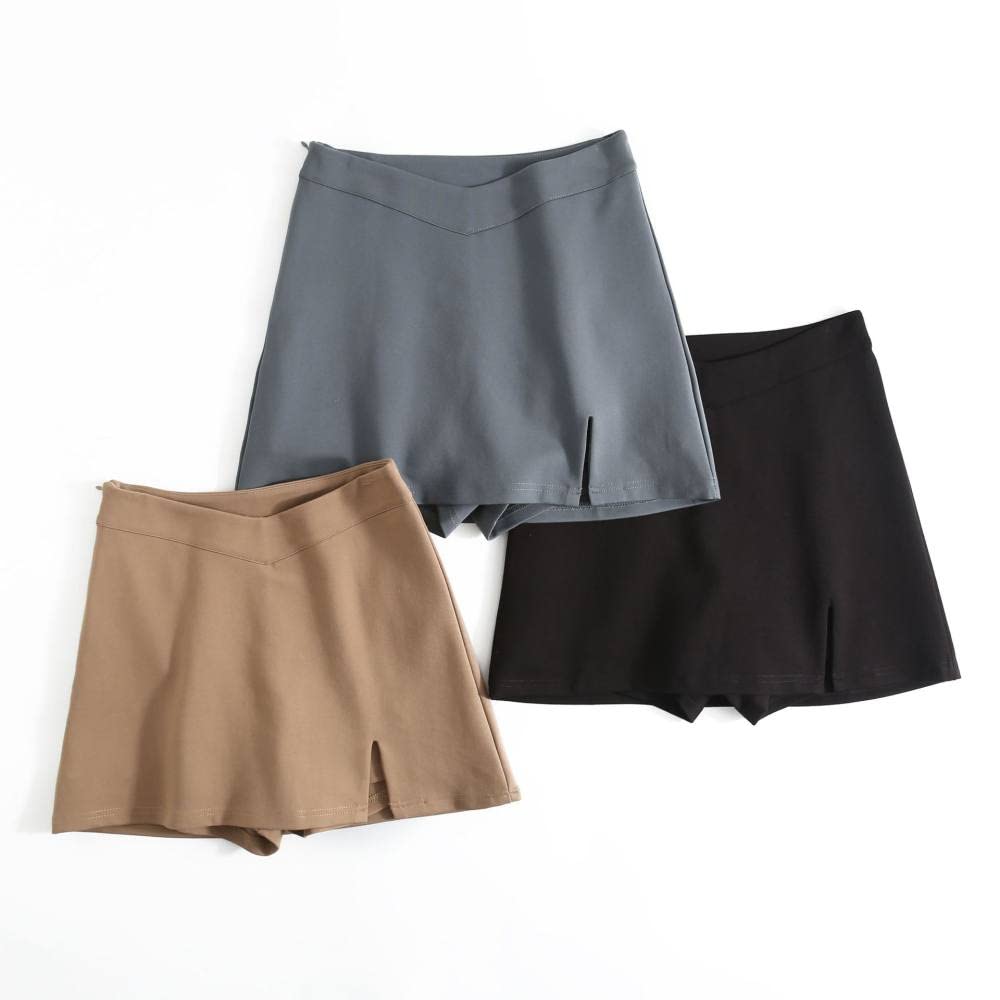 Gonne A Ruota,Minigonna Da Donna Vita Alta A V Sexy Spacco Laterale Gonna Avvolta Sui Fianchi Tinta Unita Con Cerniera Estate A-Line Increspato A Strati Con Pantaloni Gonna Corta Per Ragazze Signore