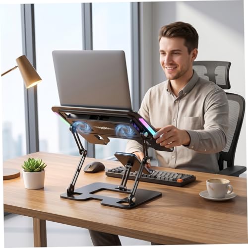 Base para laptop 11.81 pulg con ventilador y luces RGB miniatura 2