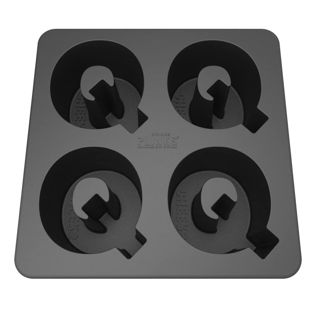 DRINKSPLINKS Q Silicone Ice Cube Tray - Large Ice Cube Molds with the Letter Q - Reusable Old Fashioned Cocktail Ice Molds for Ice Buckets for Parties, Wine, Champagne & Personalized Cocktail Glasses