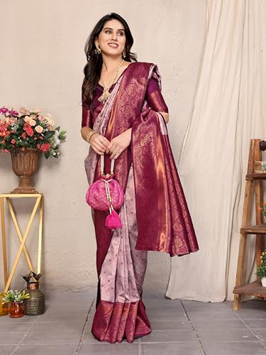 Image of Women's Kanjivaram Soft Silk Banarasi Saree With Blouse Piece | Banarasi Sari For Women | Saree with Blouse piece