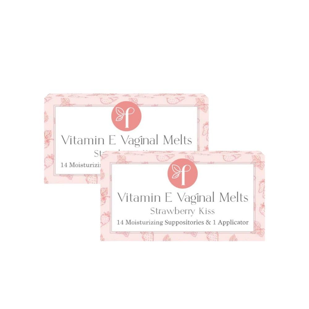 Femallay Organic Vaginal Melts – Strawberry 2 Pack – 100% Natural Relief for Dryness, Odor & Daily Feminine Discomfort – 14 Count + Applicator