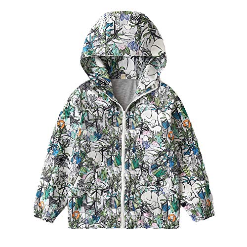 Feidoog Kids Baby Toddler Boys Girls Cartoon Spring Fall Outerwear Windbreaker Zipper Hooded Jackets Coat,Forest,4-5T