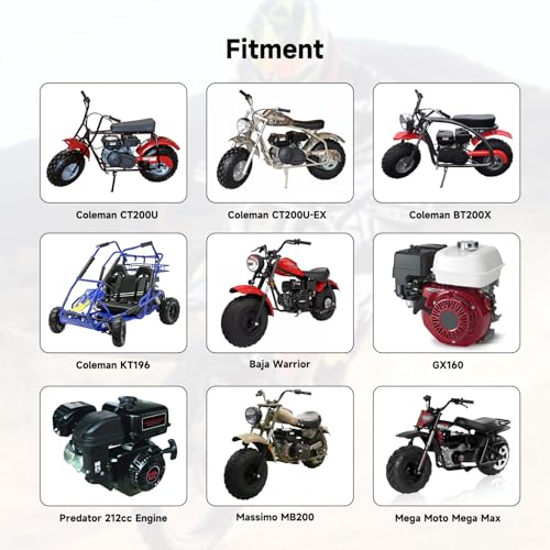Image of FVRITO Mini Bike 212 Carburetor VM22 Carb Kit for Predator 212cc 196cc 224cc Coleman CT200U BT200X CT200U-EX RB200 KT196 Go Kart Massimo Baja Warrior Heat MB200 Performance Parts Stage 1 Kit Rainbow
