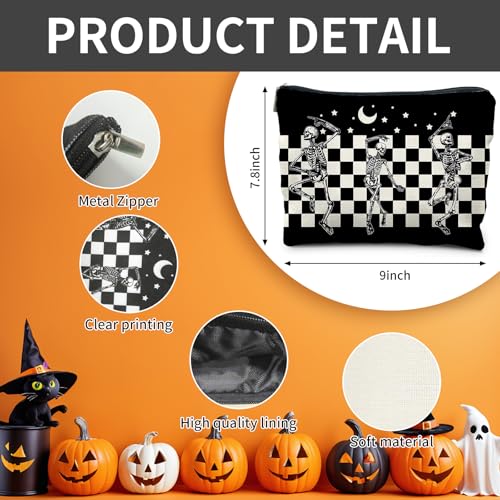 Halloween Makeup Bag,Gothic Makeup Bag,Halloween Spooky Gift for Woman,Goth Dancing Skeleton Cosmetic Bags-Unleash Your Spooky Creativity3