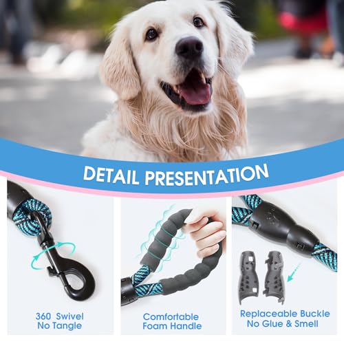 BAAPET 2/4/5/6 FT Dog Leash with Comfortable Padded Handle and Highly Reflective Threads for Small Medium and Large Dogs (5FT-1/2'', Black Blue)