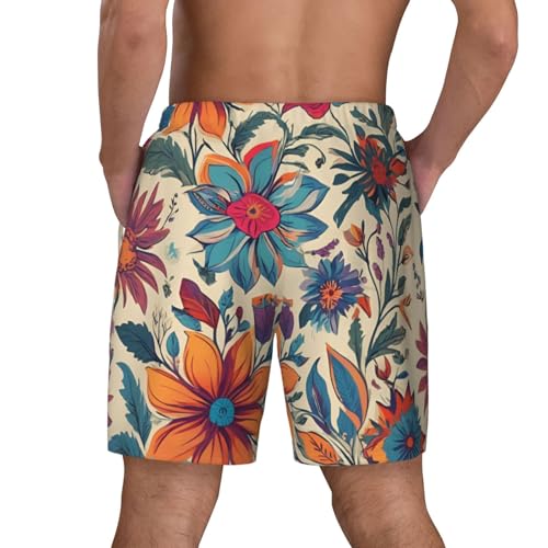 Colorful Boho Floral Print Men Stylish Functionality Swim Trunks Breathable Beach Shorts Surfing Gym Fishing4
