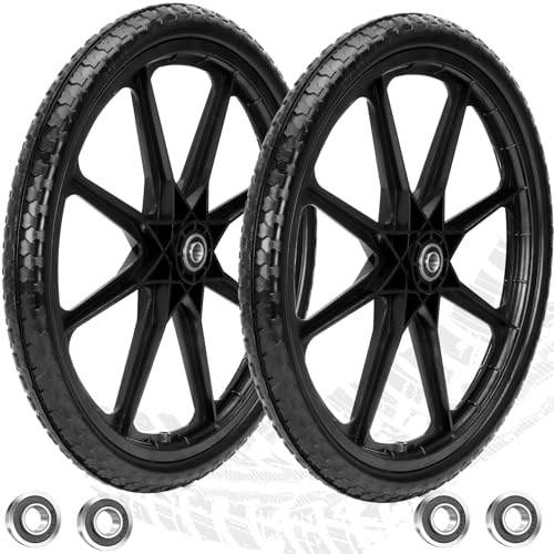 Upgraded 20 Flat Free Wheels Compatible with rubbermaid Wheelbarrow Tires 20 Flat Free Tires with 5/8 and 3/4 Bearings Replacement for rubbermaid Cart Wheels/Big Wheel Utility Carts