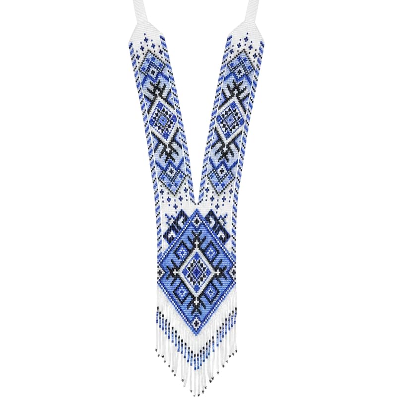 Collier Gerdan ukrainien Frost Diamond fait main en perles de rocaille multicolores