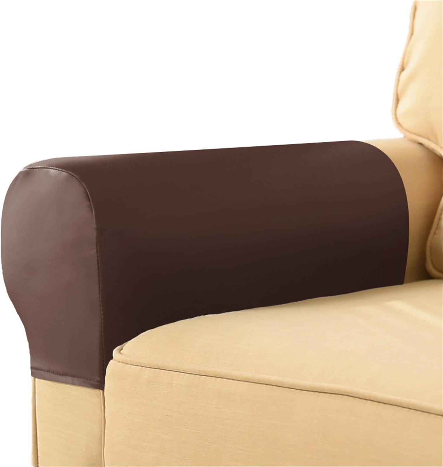 SIOSPU Leather Stretch Armchair Slipcover, Sofa Armrest Cover, Anti-Slip Furniture Protector for Sofa Chair Recliner Couch Loveseat, Set of 2,Wine Red