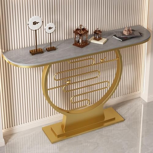 Generico Elegante consolle Stretta con Base semicircolare in Metallo, tavolino d'appoggio di Tendenza per l'ingresso, Facile da Montare per arredare Il corridoio, Design Moderno, Mobile salvaspazio