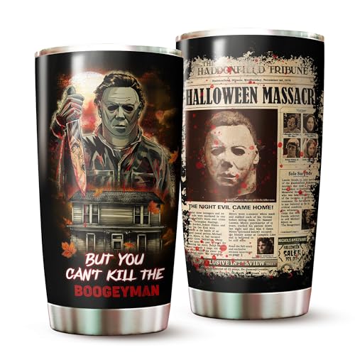 MARSANA Horror Tumbler - 20oz Stainless Steel Halloween Cup - Horror Mug - Gift for Adults