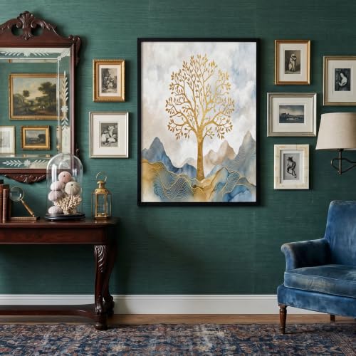 Art mural tableau or bleu décoration moderne grand format 60x80 - 6