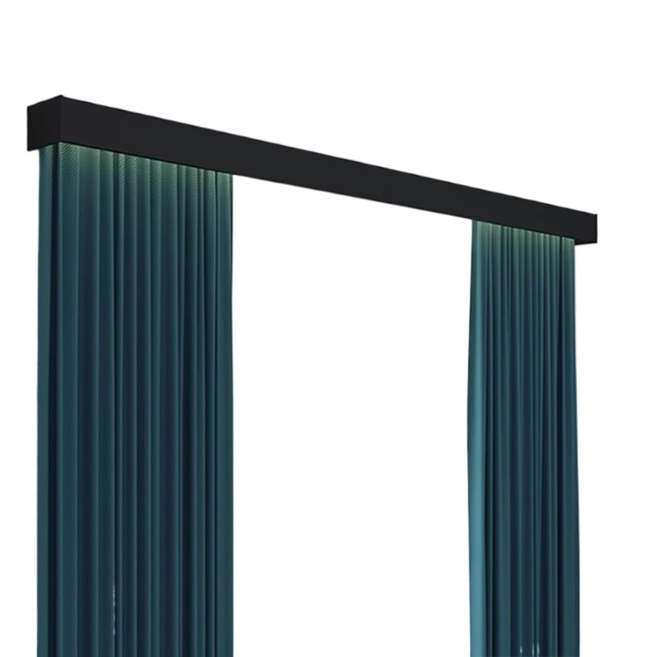 Curtain Track Double Tracks, 3-in-1 Black Dual Rail Curtain Valance Track, Window, Room Divider, Shower, Multiple Sizes(Wall Mount,L120cm/47.2in)