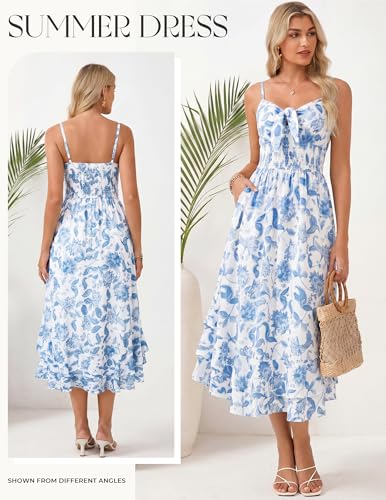 Image of GRACE KARIN Womens Maxi Floral Sundresses Summer Beach Boho Dress Spaghetti Strap Dresses Casual Fashion Clothes with Pockets