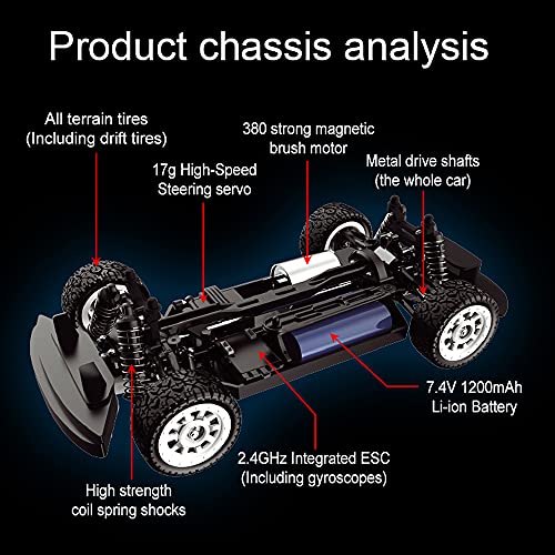 Mostop Remote Control Car 1/16 Scale High Speed Rc Drift Racing Car 4X4 Off-Road Drifting Truck 20Mph Fast Esp 2.4Ghz Proportional Throttle & Steering Control Fast Rc Cars For Adults Kids With Lights #TOP3