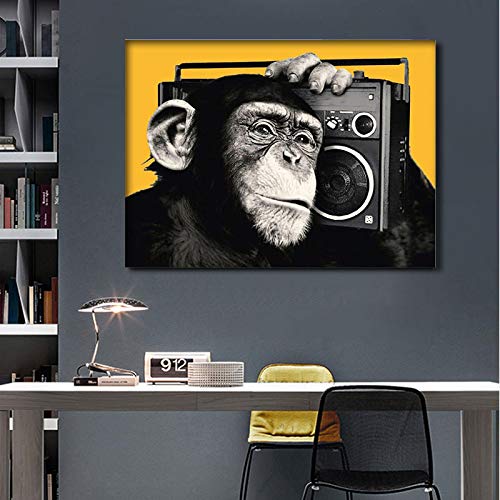 Mur blanc triste ? Adoptez la peinture toile gorille drôle moderne dsdsgog 60x90cm